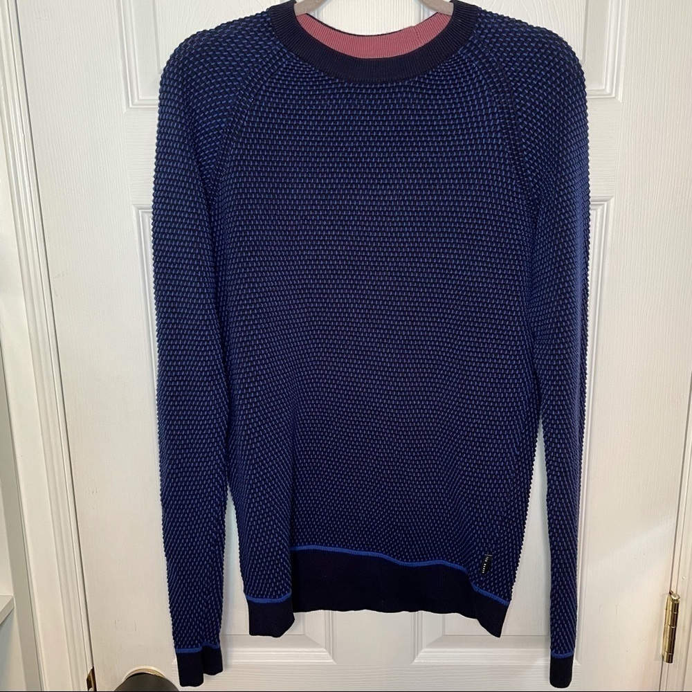 TED Baker London Long Sleeve Blue Pullover Crewneck Sweater Medium